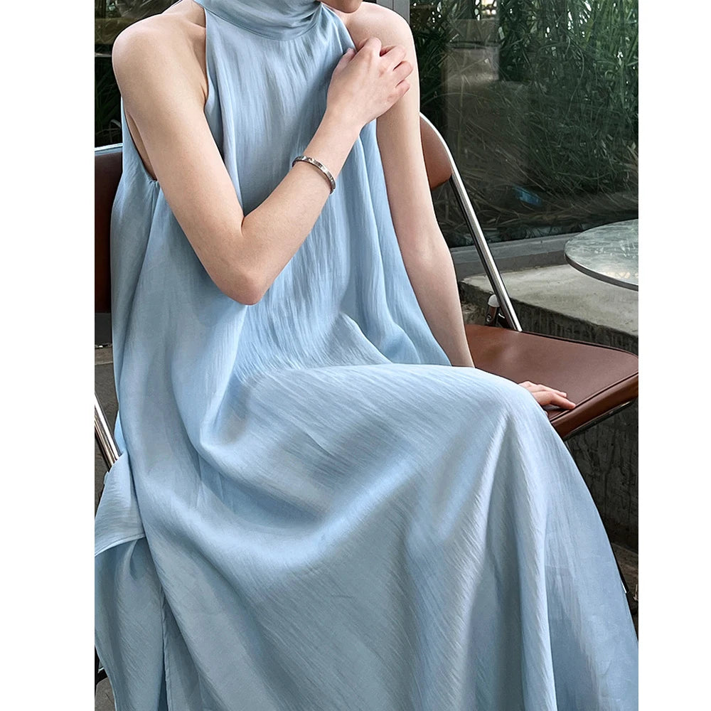 2026 New Arrival Sleeveless Halter Neck Women Summer Loose Style A-Line Boho Long Dress Elegant Maxi Dress Vestidos Clothes