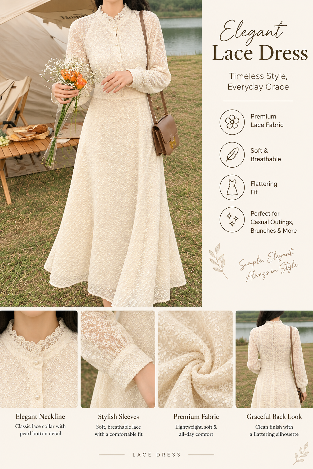Chiffon Long Sleeve maxi dress for Women