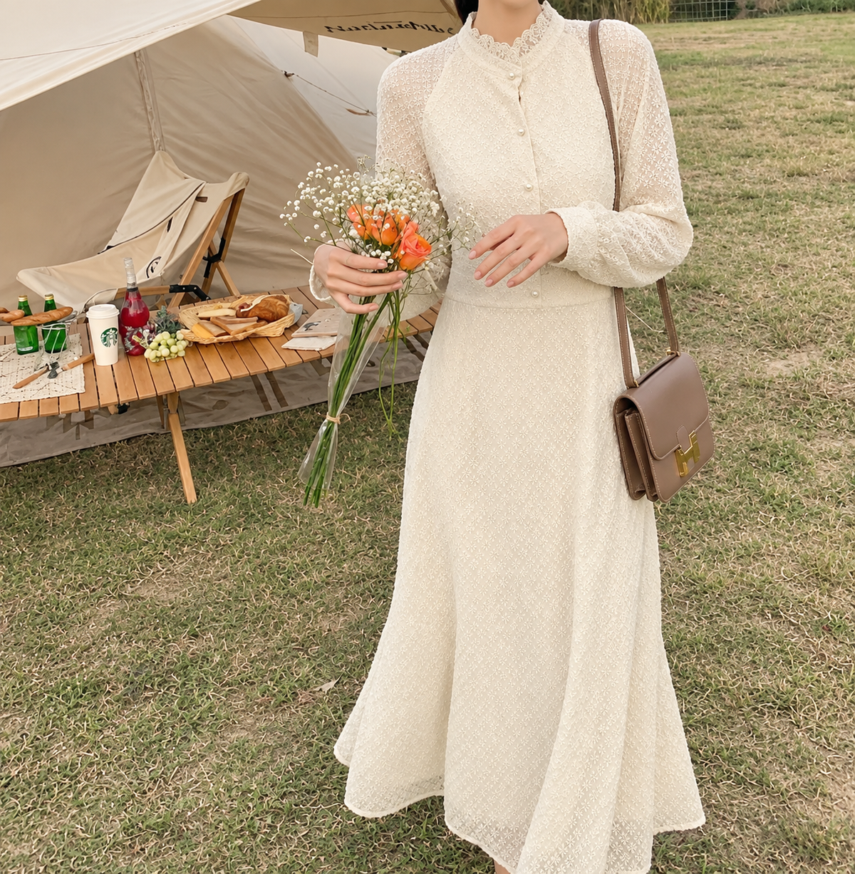 Chiffon Long Sleeve maxi dress for Women
