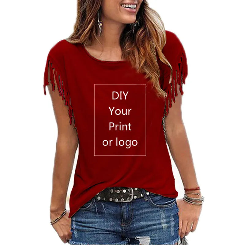 Customized Print T Shirt for Women | Short Sleeve O-neck Cotton Tee