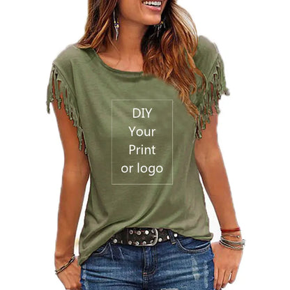 Customized Print T Shirt for Women | Short Sleeve O-neck Cotton Tee
