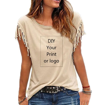 Customized Print T Shirt for Women | Short Sleeve O-neck Cotton Tee