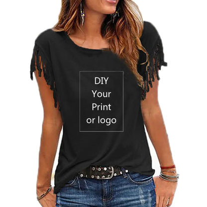 Customized Print T Shirt for Women | Short Sleeve O-neck Cotton Tee
