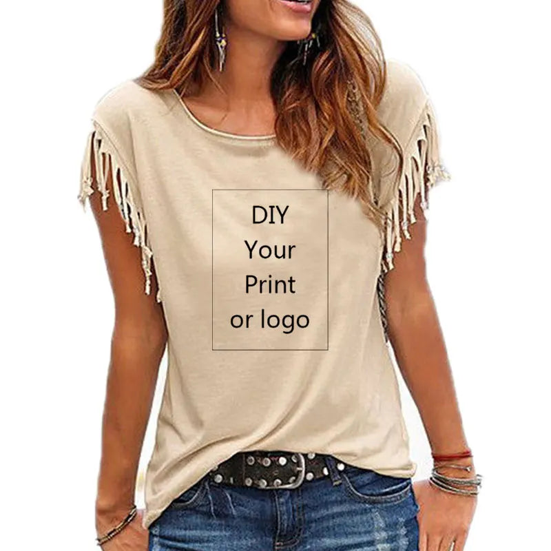 Customized Print T Shirt for Women | Short Sleeve O-neck Cotton Tee