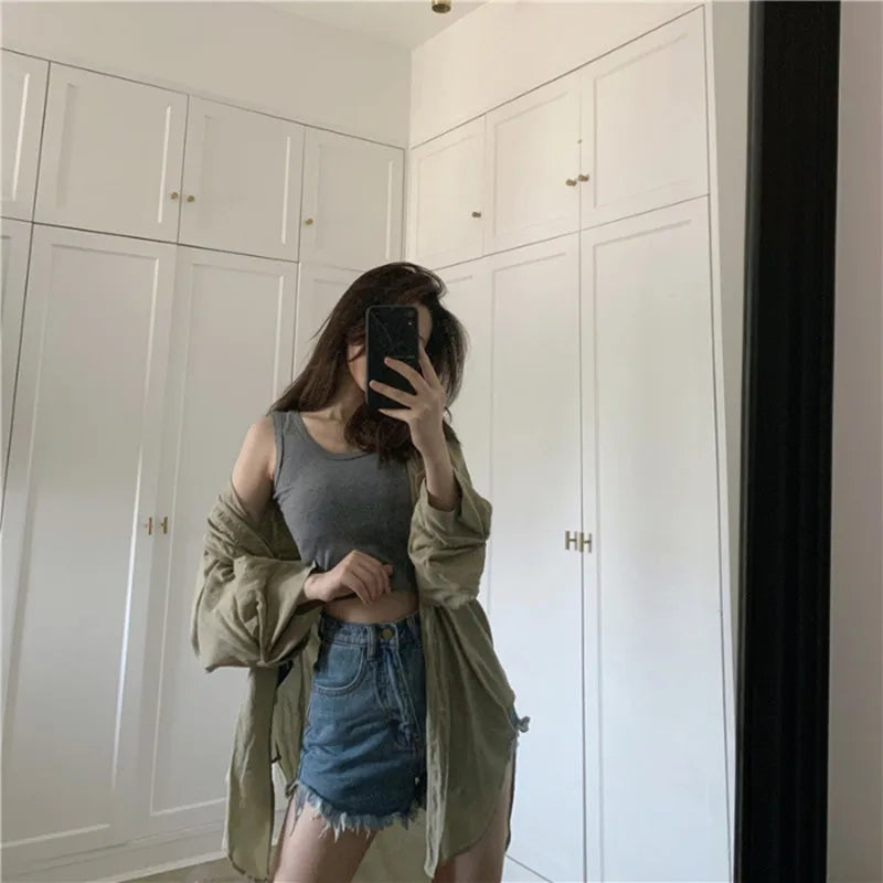 Sexy Tank Top Black Halter Crop Tops Women Summer Camis Backless Camisole Fashion Casual Tube Female Sleeveless Cropped Vest