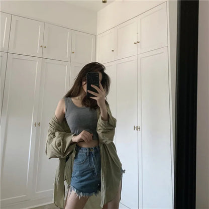 Sexy Tank Top Black Halter Crop Tops Women Summer Camis Backless Camisole Fashion Casual Tube Female Sleeveless Cropped Vest