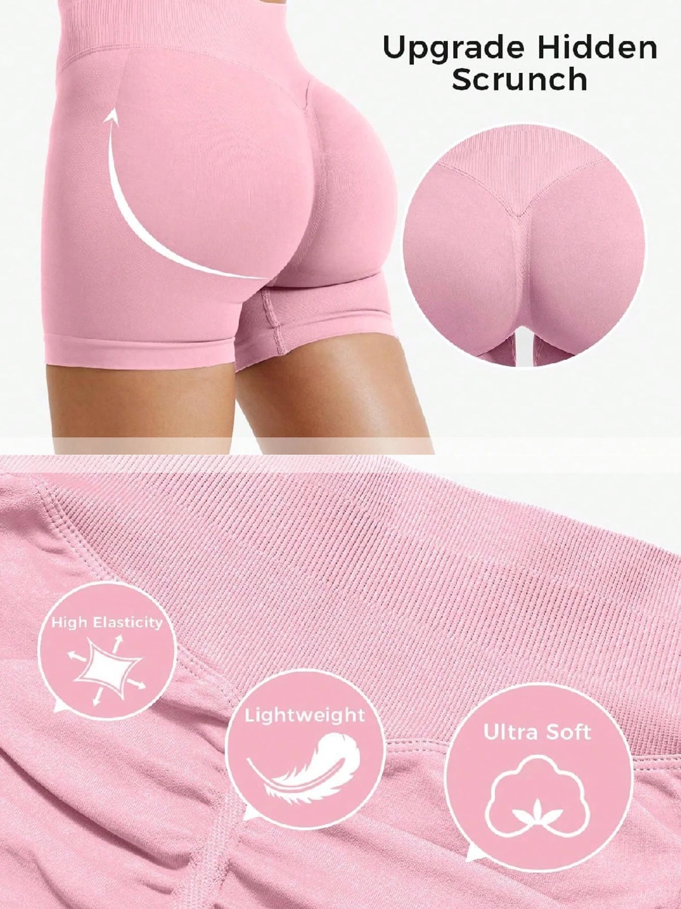 Pilates knit shorts medium intensity training high stretch peach hips no awkward lines casual fitness