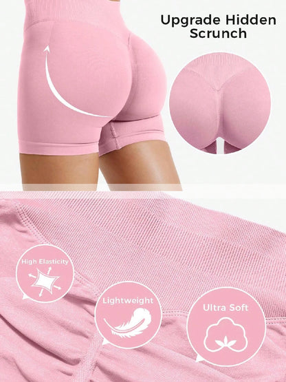 Pilates knit shorts medium intensity training high stretch peach hips no awkward lines casual fitness