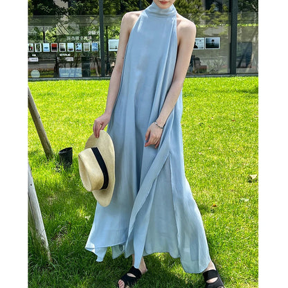 2026 New Arrival Sleeveless Halter Neck Women Summer Loose Style A-Line Boho Long Dress Elegant Maxi Dress Vestidos Clothes