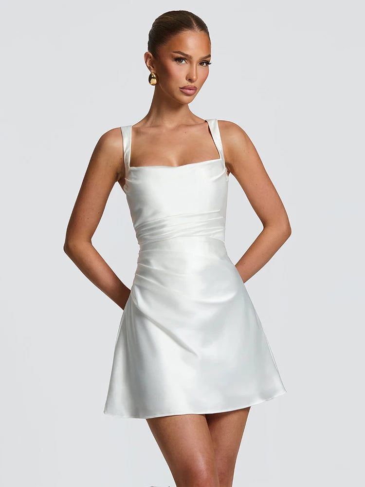 Elegant Solid Pleated Halter Women's Dress Fashion Sleeveless Backless Waist-cinching Split Maxi Dresses Summer Party Gowns 2026