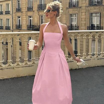 Trendix Fashion Elegant Maxi Dress For Women Summer Sleeveless High Waist Off Shoulder Long Dresses Street Casual Party Dress