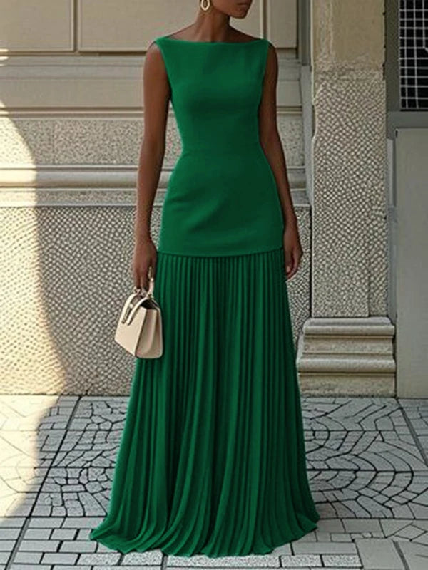 Modigirl  Evening Prom Maxi Dresses for Woman Summer Elegant Sleeveless Pleated Gauze Cocktail Party Wedding Guest Dresses