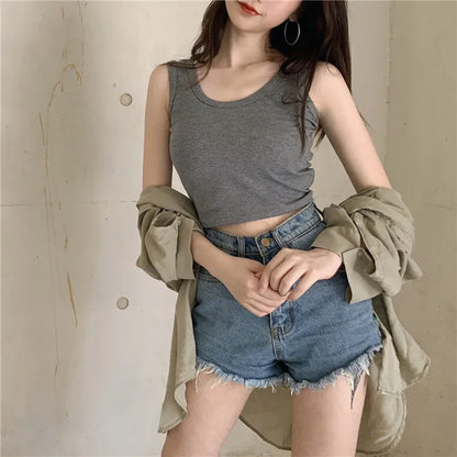 Sexy Tank Top Black Halter Crop Tops Women Summer Camis Backless Camisole Fashion Casual Tube Female Sleeveless Cropped Vest
