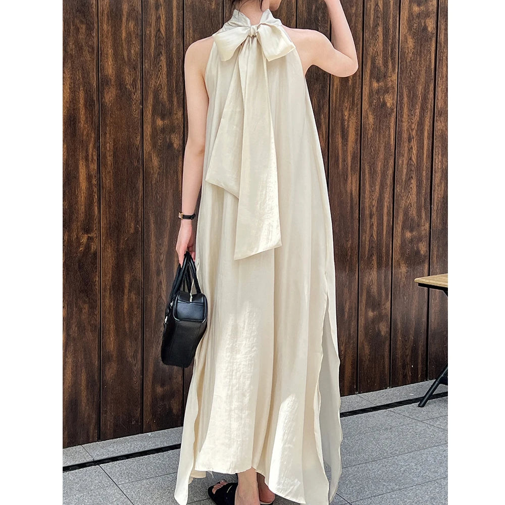 2026 New Arrival Sleeveless Halter Neck Women Summer Loose Style A-Line Boho Long Dress Elegant Maxi Dress Vestidos Clothes