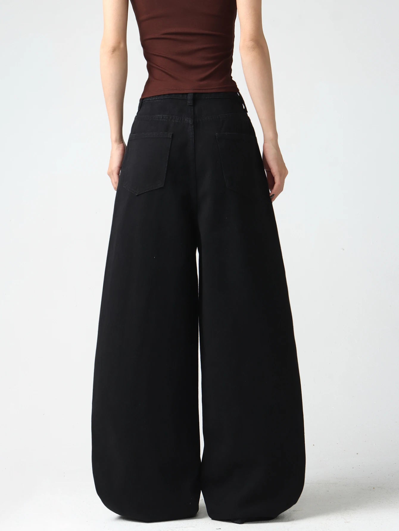 Women's Simple Black Jeans, Stylish High-Waist Pants For Going Out, Comfortable, Loose, Soft, Breathable, Everyday Versatile Wide-Leg Pants