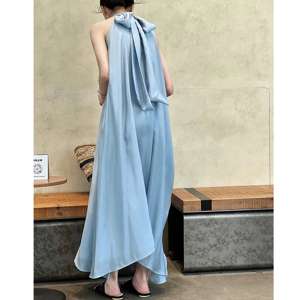 2026 New Arrival Sleeveless Halter Neck Women Summer Loose Style A-Line Boho Long Dress Elegant Maxi Dress Vestidos Clothes