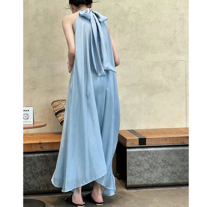 2026 New Arrival Sleeveless Halter Neck Women Summer Loose Style A-Line Boho Long Dress Elegant Maxi Dress Vestidos Clothes