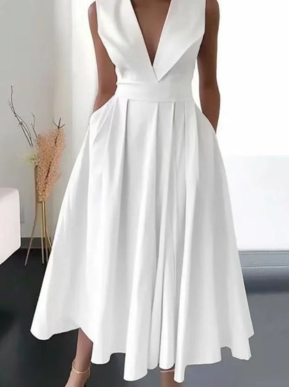 Women's Elegant Evening Cocktail Maxi Dresses 2026 High Waisted Deep V-Neck Sexy Dress For Woman Party Wedding Guest