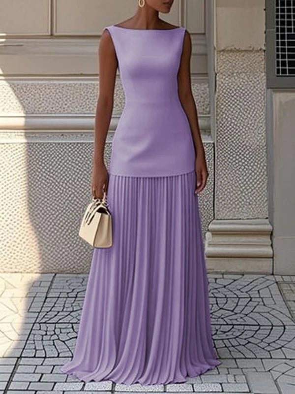 Modigirl  Evening Prom Maxi Dresses for Woman Summer Elegant Sleeveless Pleated Gauze Cocktail Party Wedding Guest Dresses