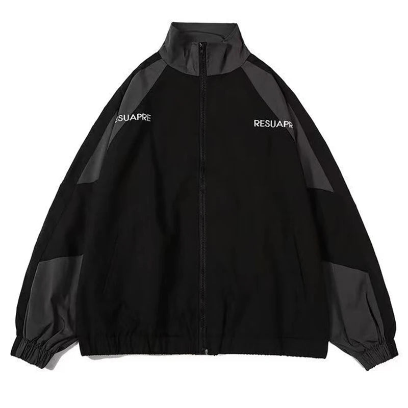 Reflective Striped Jacket Windbreaker Coat 2024 Men Hip Hop Streetwear Zipper Up Jacket Harajuku Thin Coats Sports Black Blue