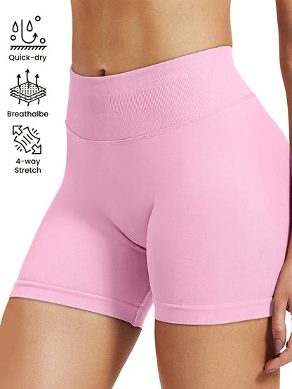 Pilates knit shorts medium intensity training high stretch peach hips no awkward lines casual fitness