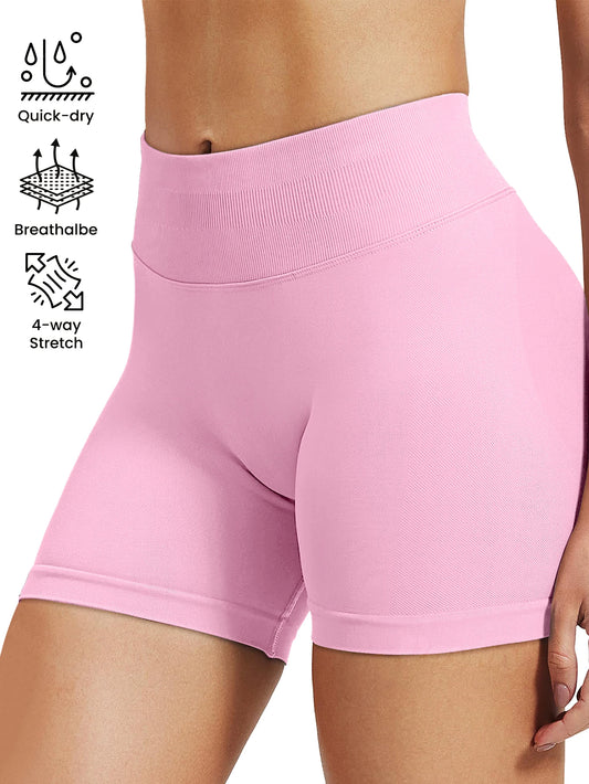 Pilates knit shorts medium intensity training high stretch peach hips no awkward lines casual fitness
