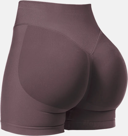 Pilates knit shorts medium intensity training high stretch peach hips no awkward lines casual fitness