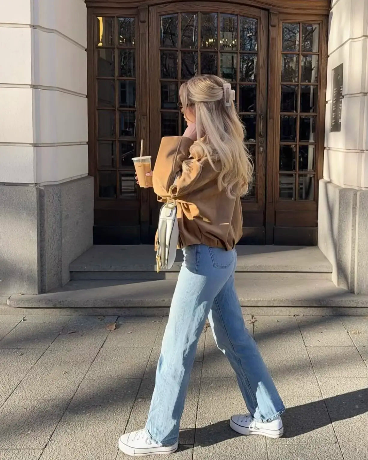 Women’s Camel Draped Front Jacket – Trendy Winter Fashion Outerwear | Stylish Long Sleeve Casual Jacket for Women