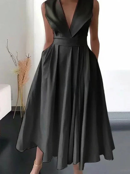 Women's Elegant Evening Cocktail Maxi Dresses 2026 High Waisted Deep V-Neck Sexy Dress For Woman Party Wedding Guest