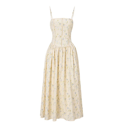 Mingmingxi Women Long Floral Print Spaghetti Strap Maxi Dress Summer Elegant Lace Up Dress Flowy Holiday Party Beach Wear Dress