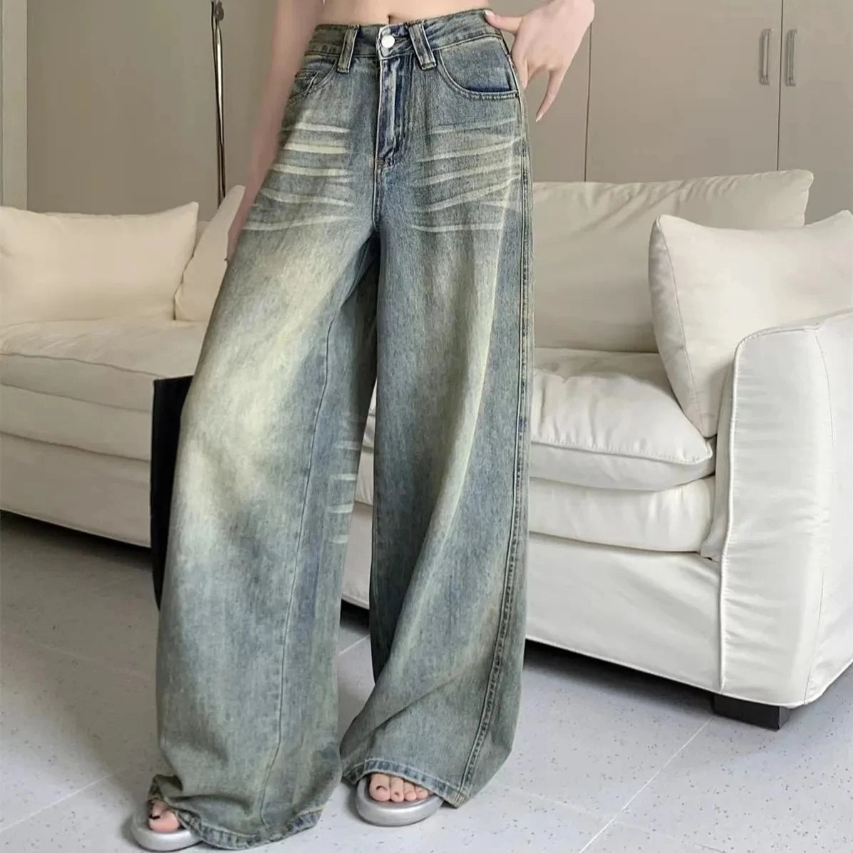 Y2K Loose Straight Leg Jeans Women Trousers Baggy Wide Fit Casual High Waist Retro Washed Vintage Style Women's Jeans Jeans