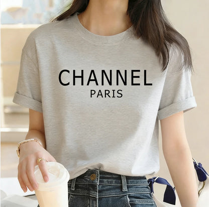 Luxury Brand Womens Casual Elegant Fashion CHANNEL Graphic T-shirt Fashion Harajuku Kawaii T-shirt Women's Y2K Clothing