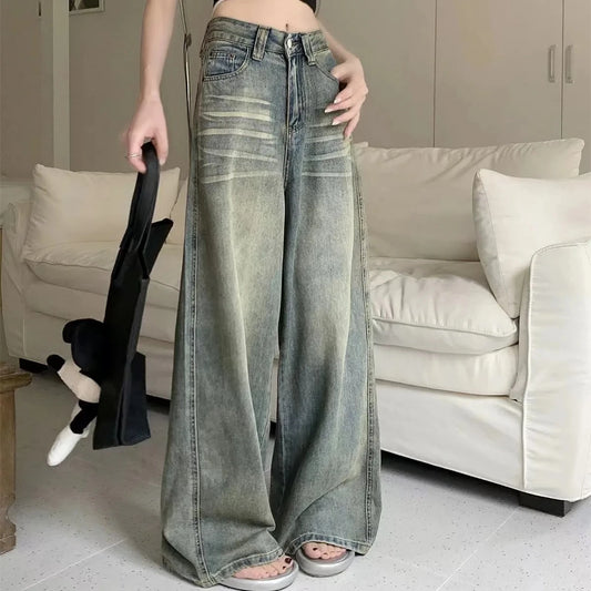 Y2K Loose Straight Leg Jeans Women Trousers Baggy Wide Fit Casual High Waist Retro Washed Vintage Style Women's Jeans Jeans