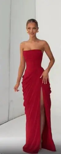 Elegant Solid Pleated Halter Women's Dress Fashion Sleeveless Backless Waist-cinching Split Maxi Dresses Summer Party Gowns 2026