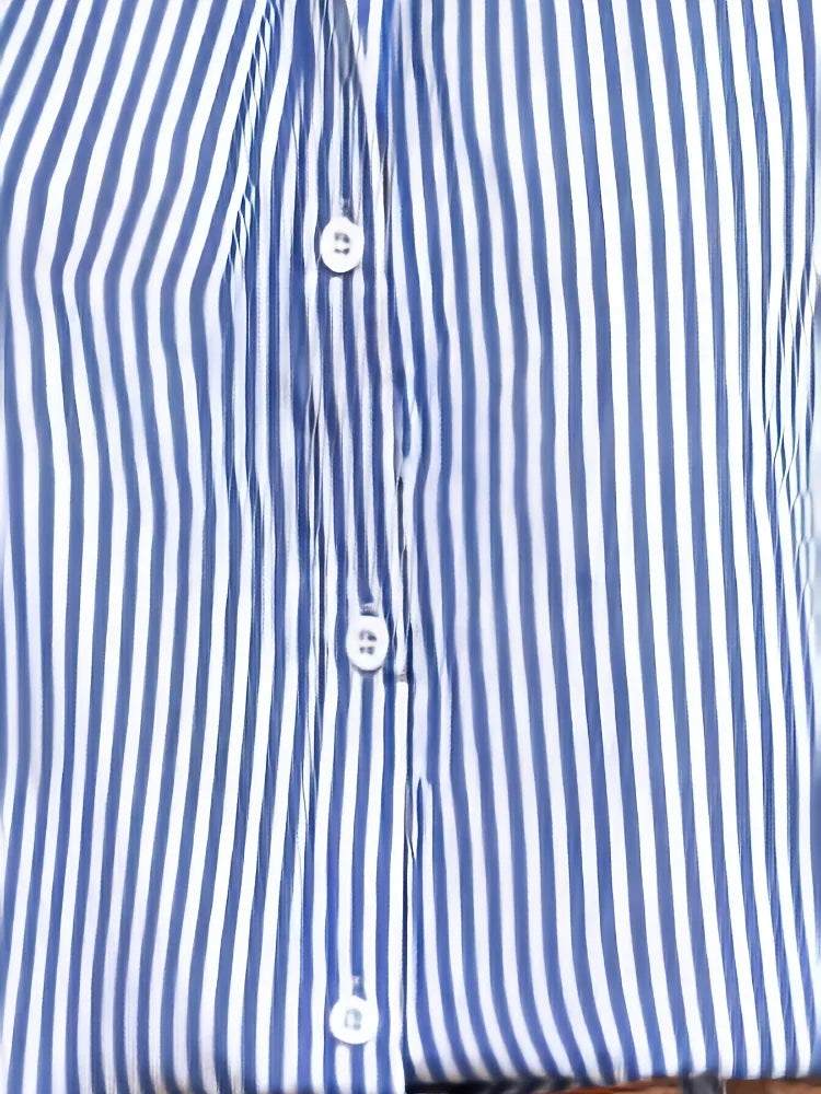 Plus Size 2025 Casual Women Blue Striped Sleeveless Shirt Oversize Breathable Female Clothing Office Lady Summer New Arrival Top