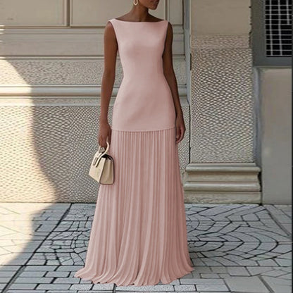 Modigirl  Evening Prom Maxi Dresses for Woman Summer Elegant Sleeveless Pleated Gauze Cocktail Party Wedding Guest Dresses