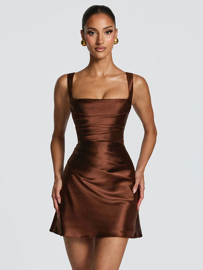 Elegant Solid Pleated Halter Women's Dress Fashion Sleeveless Backless Waist-cinching Split Maxi Dresses Summer Party Gowns 2026