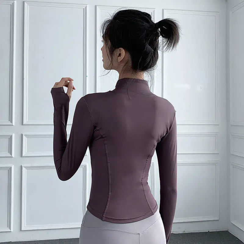Sunscreen Drying Sports Coat Women Tight Top Yoga Jacket Long Sleeve Zipper Jacket Running Fitness Slim Workout Coat Sportswear