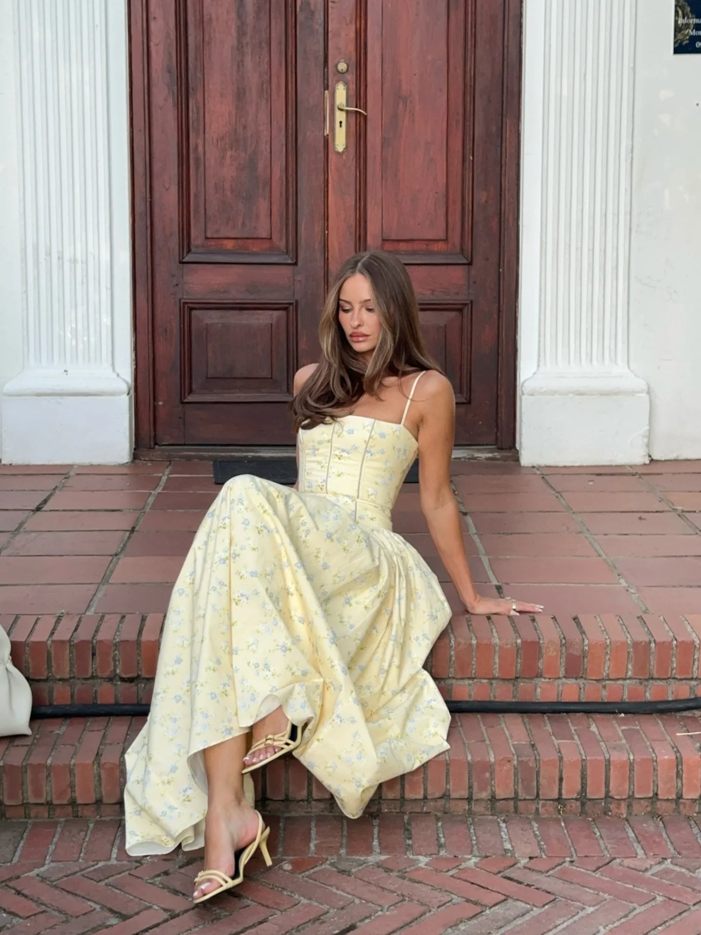 Mingmingxi Women Long Floral Print Spaghetti Strap Maxi Dress Summer Elegant Lace Up Dress Flowy Holiday Party Beach Wear Dress