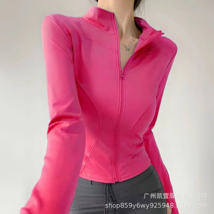 Sunscreen Drying Sports Coat Women Tight Top Yoga Jacket Long Sleeve Zipper Jacket Running Fitness Slim Workout Coat Sportswear