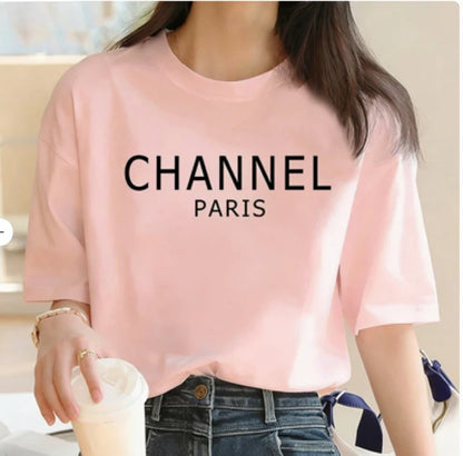 Luxury Brand Womens Casual Elegant Fashion CHANNEL Graphic T-shirt Fashion Harajuku Kawaii T-shirt Women's Y2K Clothing