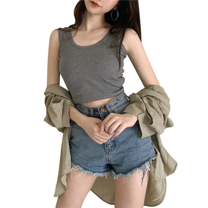 Sexy Tank Top Black Halter Crop Tops Women Summer Camis Backless Camisole Fashion Casual Tube Female Sleeveless Cropped Vest