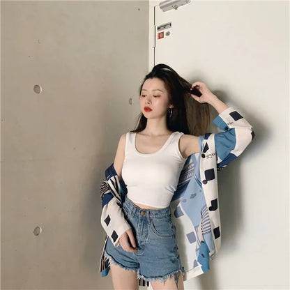 Sexy Tank Top Black Halter Crop Tops Women Summer Camis Backless Camisole Fashion Casual Tube Female Sleeveless Cropped Vest
