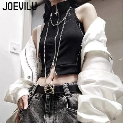 Punk Gothic Jacket Women Harajuku Retro Rock Vest Suit Coat Sexy Halloween Costume Party Clothes Outfit Black Gothic Clothing