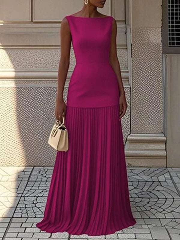 Modigirl  Evening Prom Maxi Dresses for Woman Summer Elegant Sleeveless Pleated Gauze Cocktail Party Wedding Guest Dresses