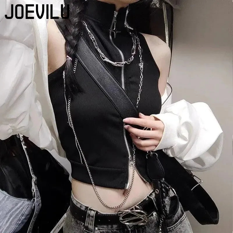Punk Gothic Jacket Women Harajuku Retro Rock Vest Suit Coat Sexy Halloween Costume Party Clothes Outfit Black Gothic Clothing