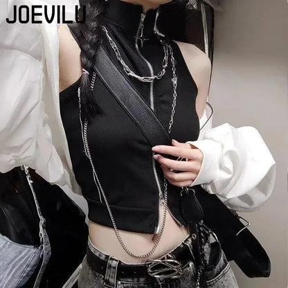 Punk Gothic Jacket Women Harajuku Retro Rock Vest Suit Coat Sexy Halloween Costume Party Clothes Outfit Black Gothic Clothing