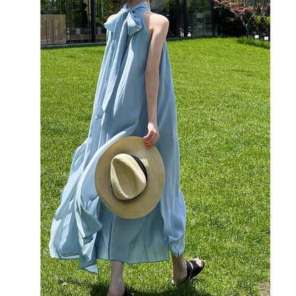 2026 New Arrival Sleeveless Halter Neck Women Summer Loose Style A-Line Boho Long Dress Elegant Maxi Dress Vestidos Clothes