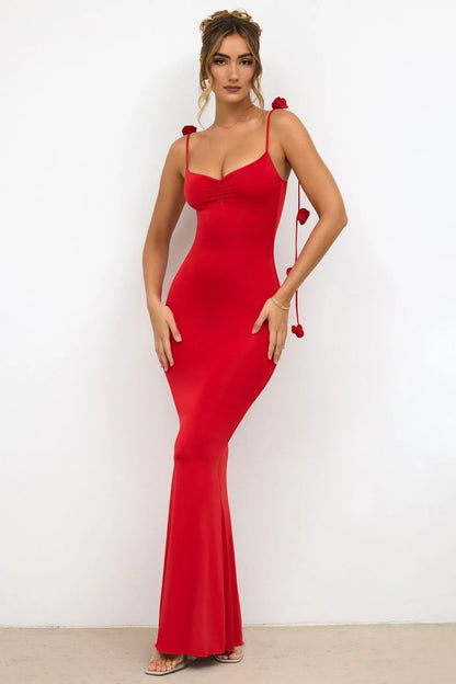 Mia Muse Women's Dresses All Seasons Elegant Solid Color Sleeveless Sweetheart Neck Wrap Maxi Evening Formal Dresses