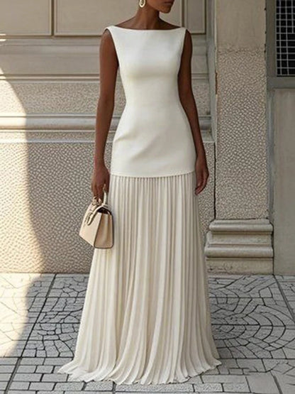 Modigirl  Evening Prom Maxi Dresses for Woman Summer Elegant Sleeveless Pleated Gauze Cocktail Party Wedding Guest Dresses